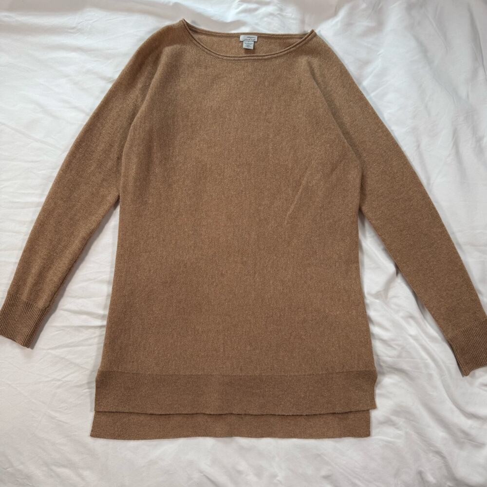 Halogen Cashmere Blend Wool Brown Sweater Top Womens Small